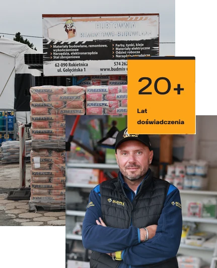Tomek, właściciel hurtowni BUDMIX Rokietnica, i plac z paletami Kreisel – ponad 20 lat doświadczenia